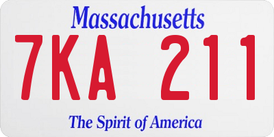 MA license plate 7KA211