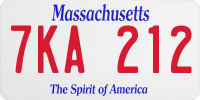 MA license plate 7KA212