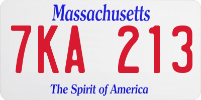 MA license plate 7KA213