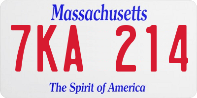 MA license plate 7KA214