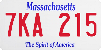 MA license plate 7KA215