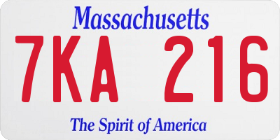 MA license plate 7KA216
