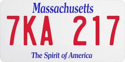 MA license plate 7KA217