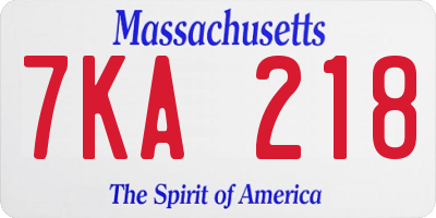 MA license plate 7KA218