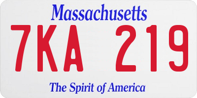 MA license plate 7KA219