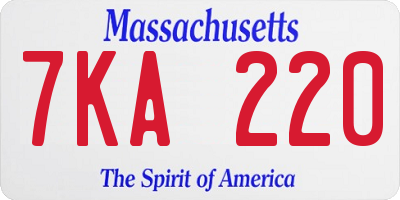 MA license plate 7KA220