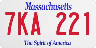MA license plate 7KA221