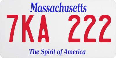 MA license plate 7KA222