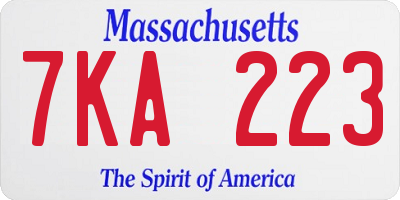 MA license plate 7KA223