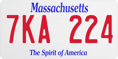 MA license plate 7KA224