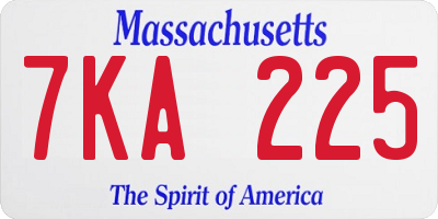 MA license plate 7KA225