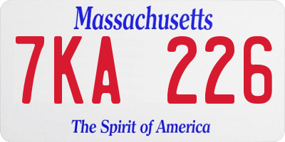 MA license plate 7KA226