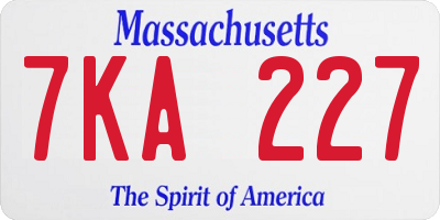 MA license plate 7KA227