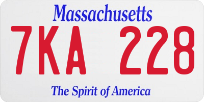 MA license plate 7KA228