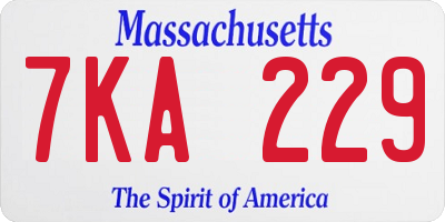 MA license plate 7KA229