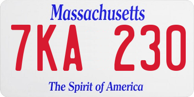 MA license plate 7KA230