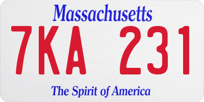 MA license plate 7KA231