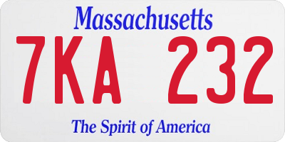 MA license plate 7KA232
