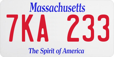 MA license plate 7KA233