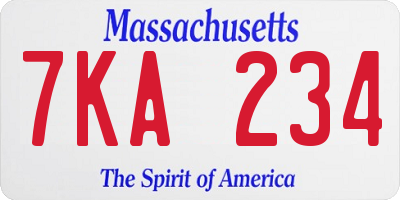 MA license plate 7KA234