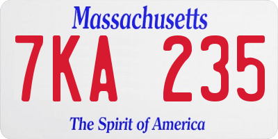 MA license plate 7KA235