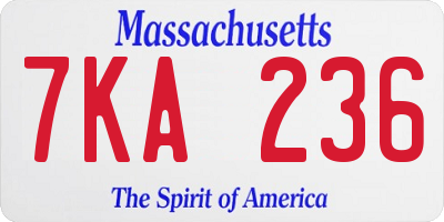 MA license plate 7KA236