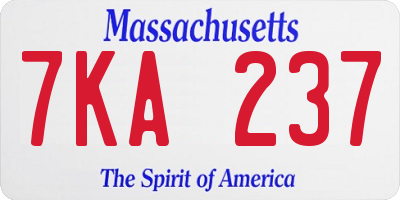 MA license plate 7KA237