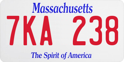 MA license plate 7KA238