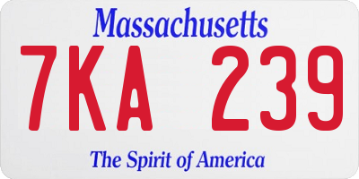 MA license plate 7KA239