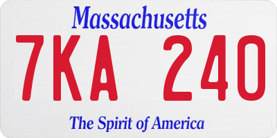MA license plate 7KA240