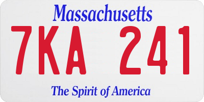 MA license plate 7KA241