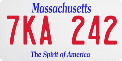 MA license plate 7KA242