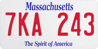 MA license plate 7KA243