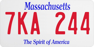 MA license plate 7KA244