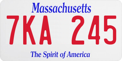 MA license plate 7KA245