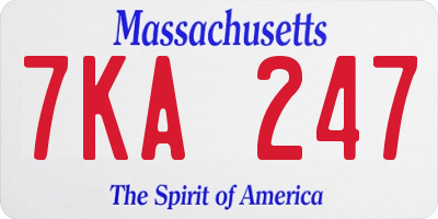 MA license plate 7KA247