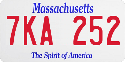 MA license plate 7KA252