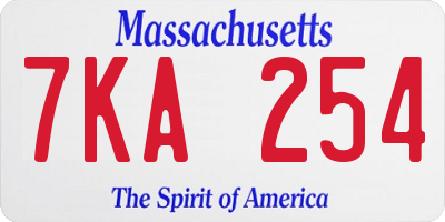 MA license plate 7KA254