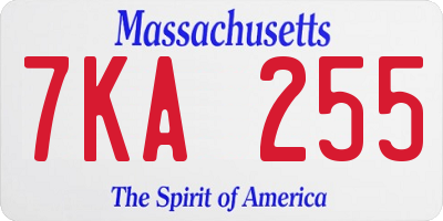 MA license plate 7KA255