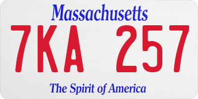 MA license plate 7KA257