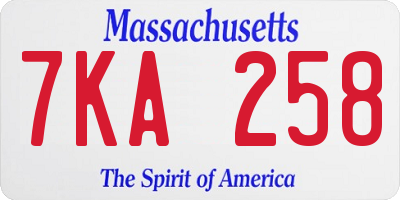 MA license plate 7KA258