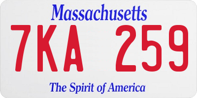MA license plate 7KA259