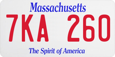 MA license plate 7KA260