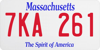 MA license plate 7KA261