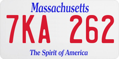 MA license plate 7KA262