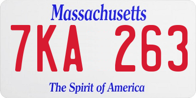 MA license plate 7KA263