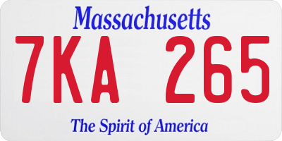 MA license plate 7KA265