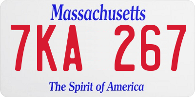 MA license plate 7KA267
