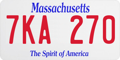 MA license plate 7KA270