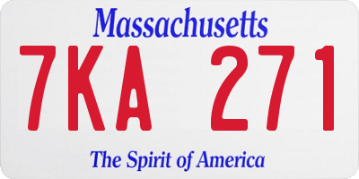 MA license plate 7KA271